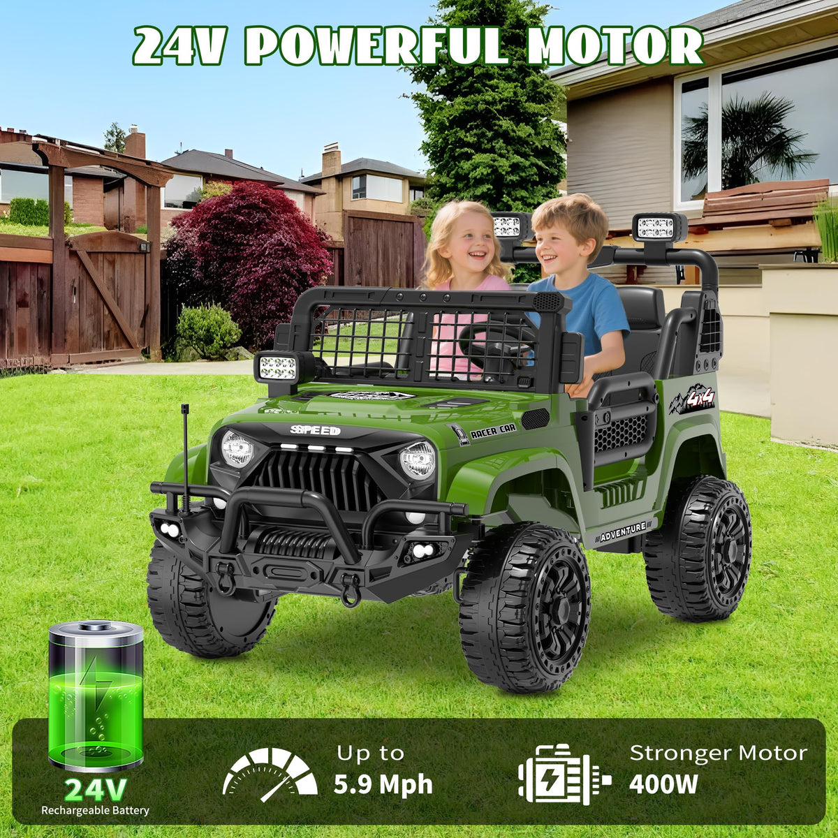24V 4WD 2-Seater Kids Electric Car A8503
