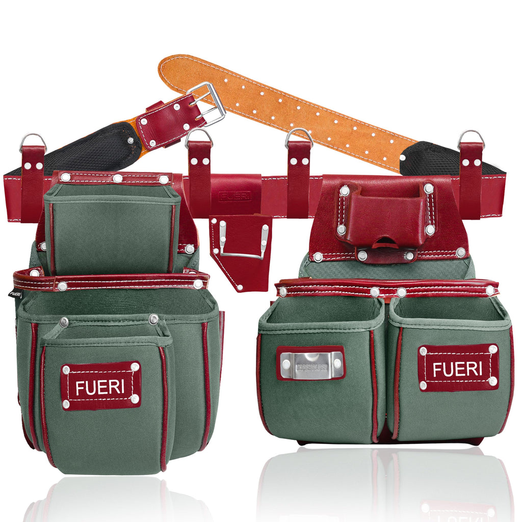 Nylon Grain Leather Carpenter Tool Belt with Padded Belt and Hammer Holder Z8232