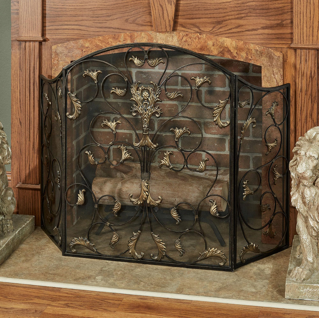 Black Decorative Metal Fireplace Screen N56094