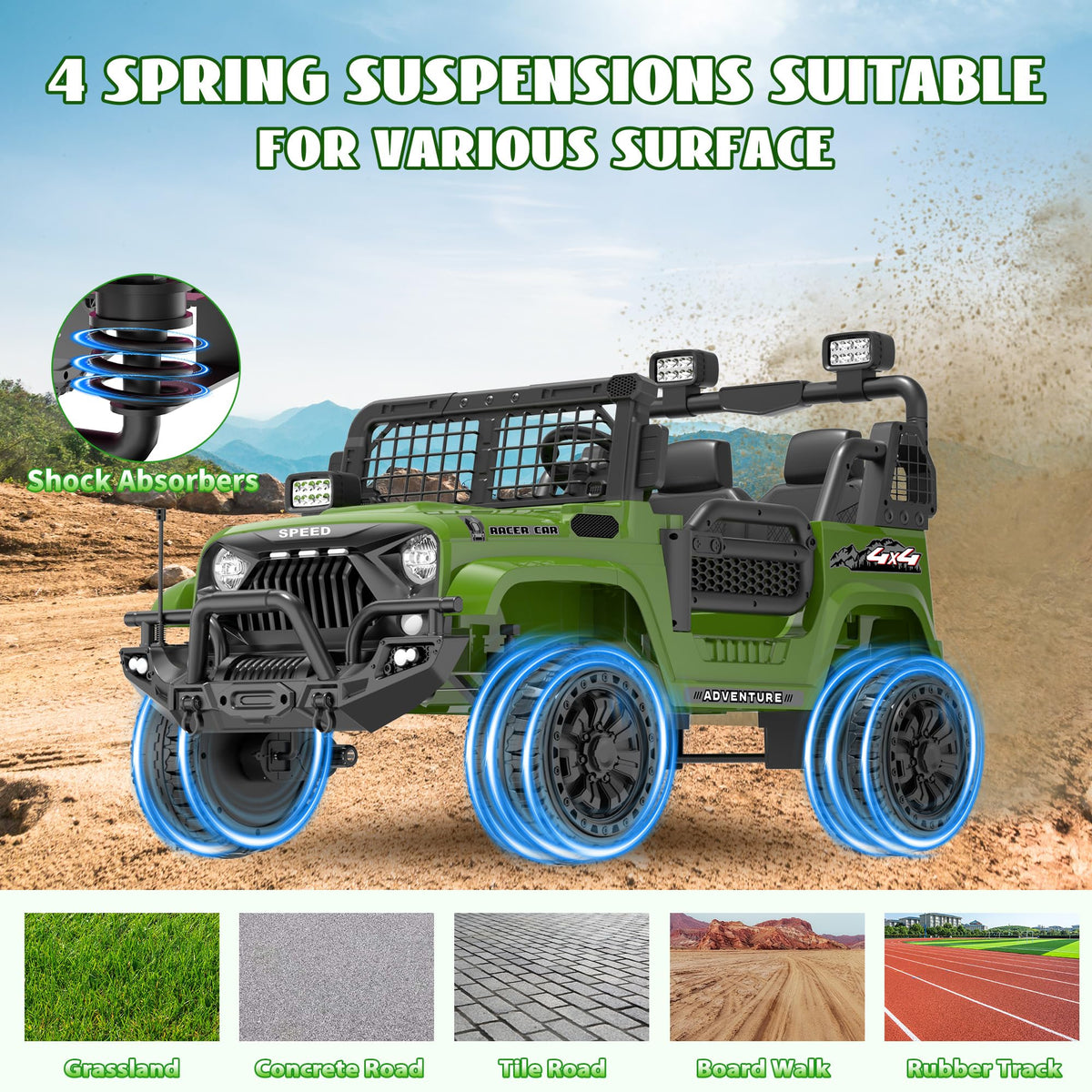 24V 4WD 2-Seater Kids Electric Car A8503