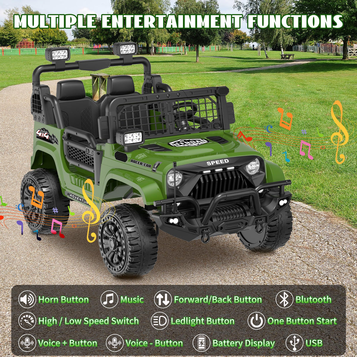 24V 4WD 2-Seater Kids Electric Car A8503